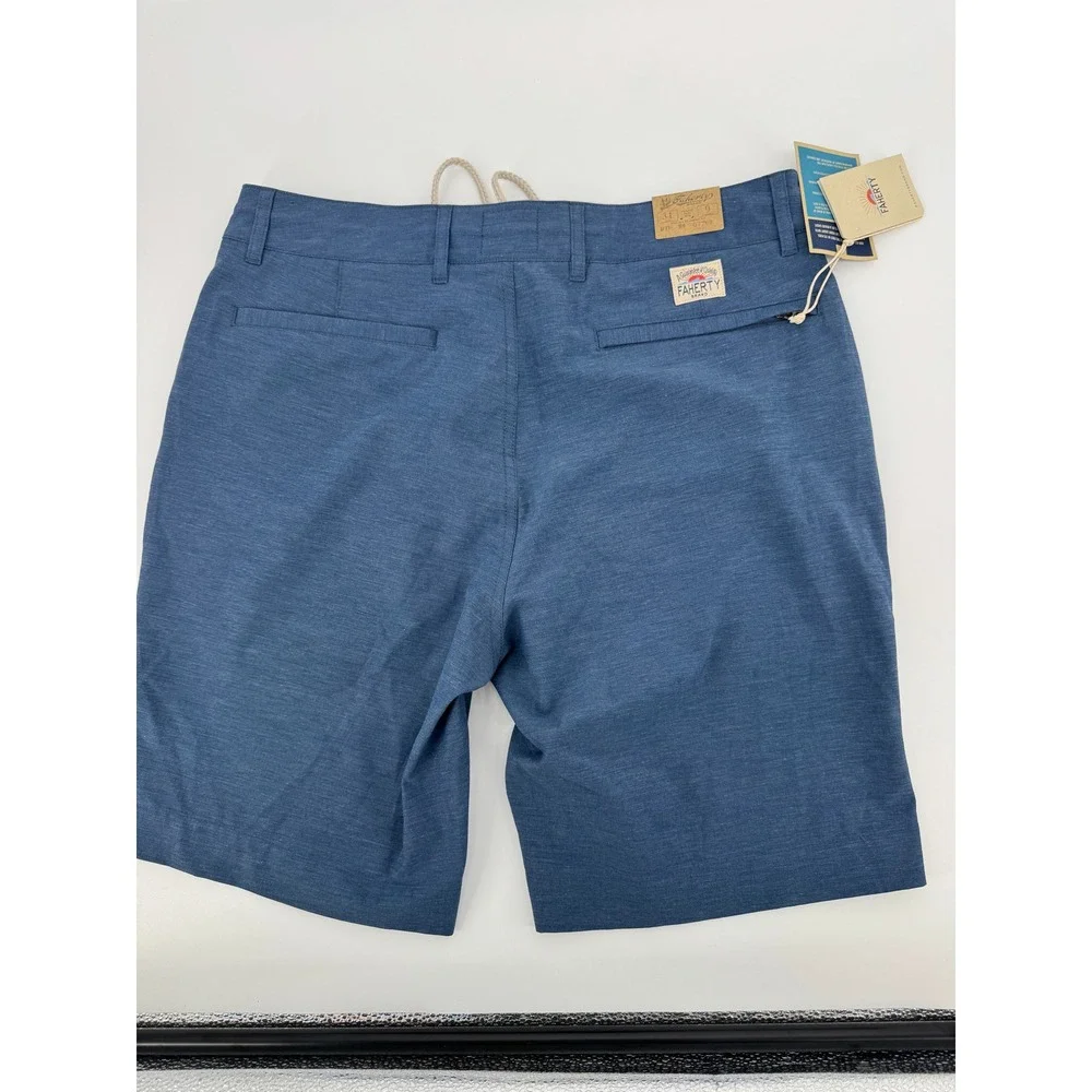 New Faherty All Day Shorts Mens 31 Navy Blue Hybrid Water Repellent Stretch